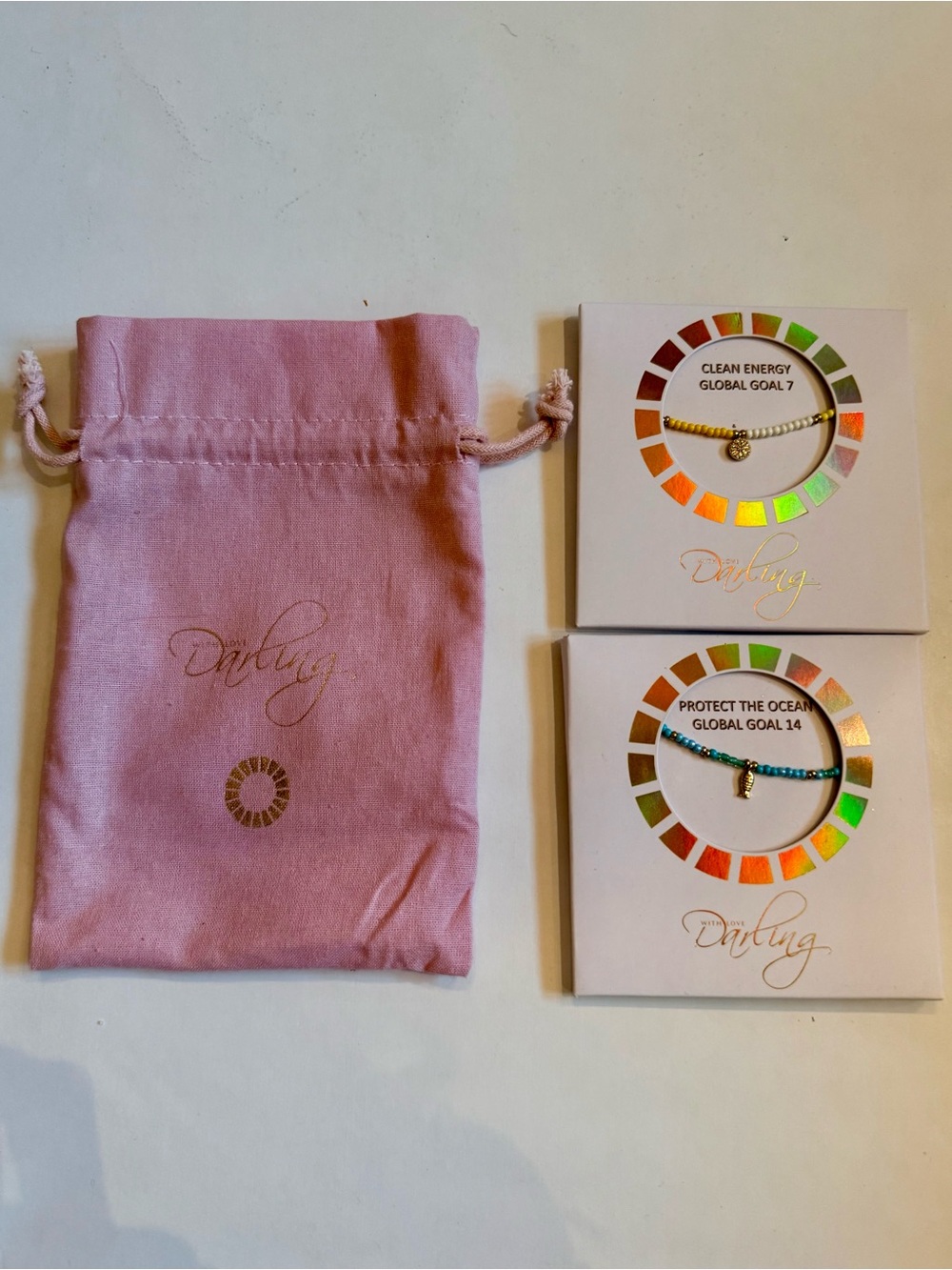 Darling Global Goals Beaded Bracelet Set of 2 NWT